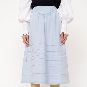 Sea New York Maura Acid Wash Denim Skirt in Light Blue NWT